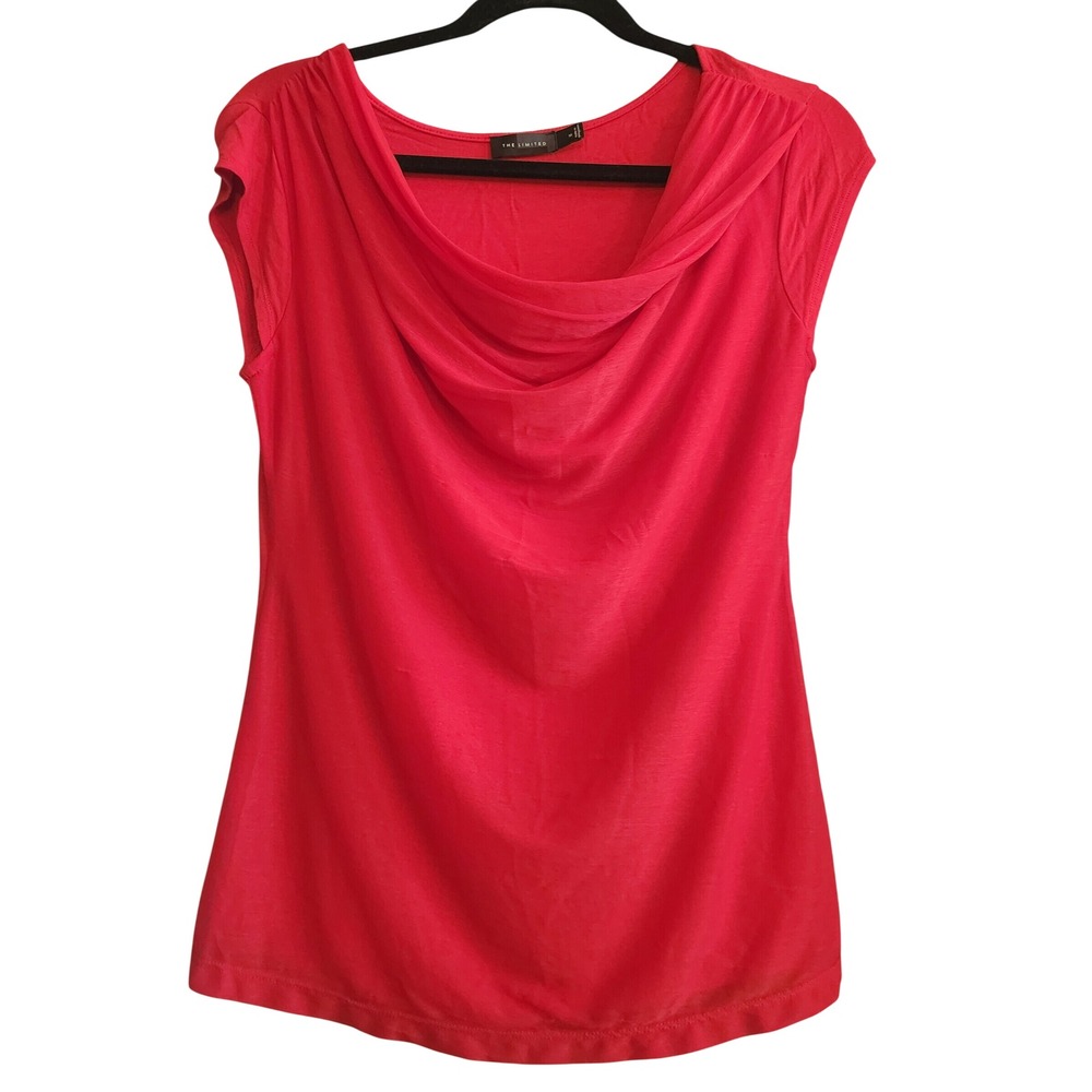 The Limited Cowl Neck Top Women Medium Red Excellent Draped Sleeveless Shirt